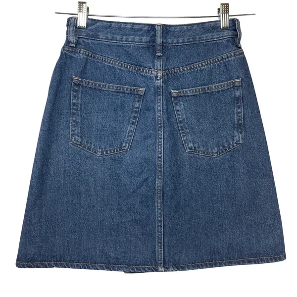COS Denim A-Line Mini Skirt‎ Womens Size 4 Medium Blue Cotton Button Fly Casual - Image 5