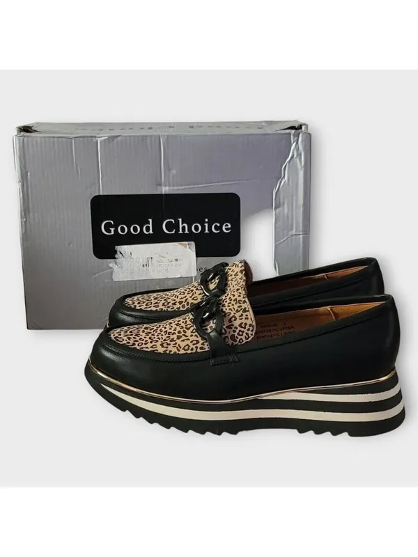 Good Choice Women's Geneva Animal Print Chain Slip On Platform Loafers Size 9 - Image 8