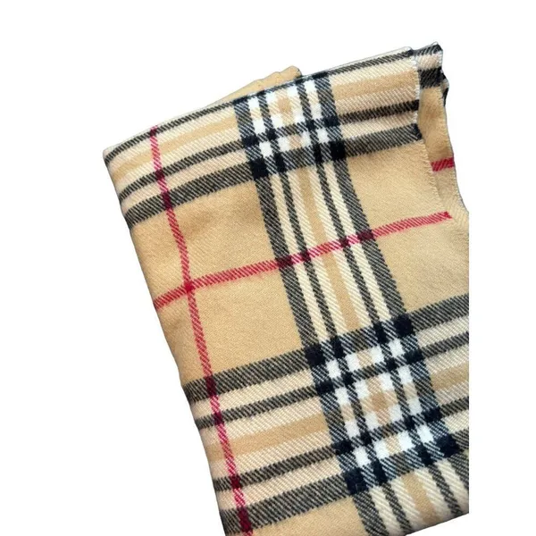 plaid winter Scarf Beige Tartan Plaid 70" x 12" Unisex - Image 3
