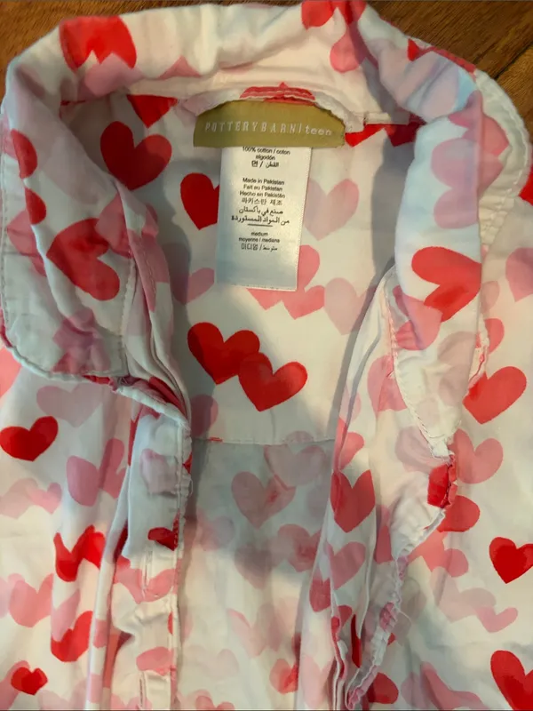 Pottery Barn Teen 100% Cotton Multi-Color Heart Two Piece Pajama Set - Image 5