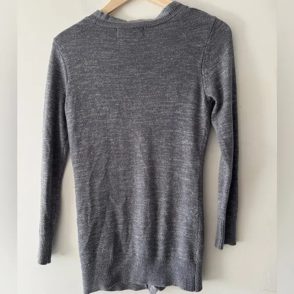 Victoria's Secret Metallic Lurex‎ Ruffle Gray Cardigan Sweater Y2K - Image 4