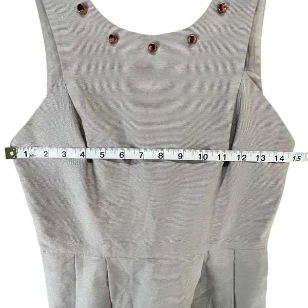 BCBGeneration Mini Dress 2 Light Gray Metallic Studded Pockets Fit Flare HOCO‎ - Image 9