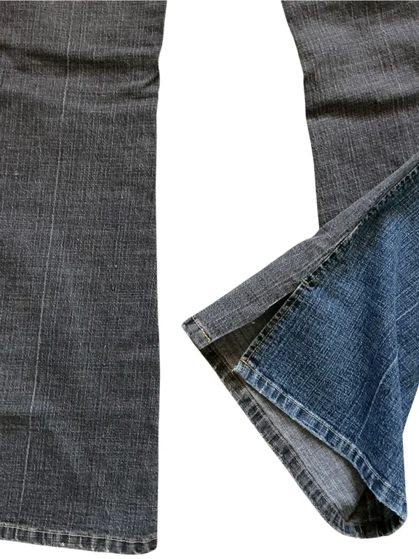 Dollhouse Vtg y2k low rise flare jeans embellished embroidered two toned blue and black - Image 3