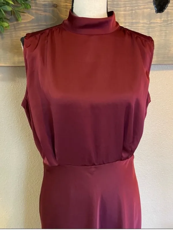 Lulus Classic Elegance Plum Chiffon Sleeveless Mock Neck Maxi Dress – Size M - Image 8