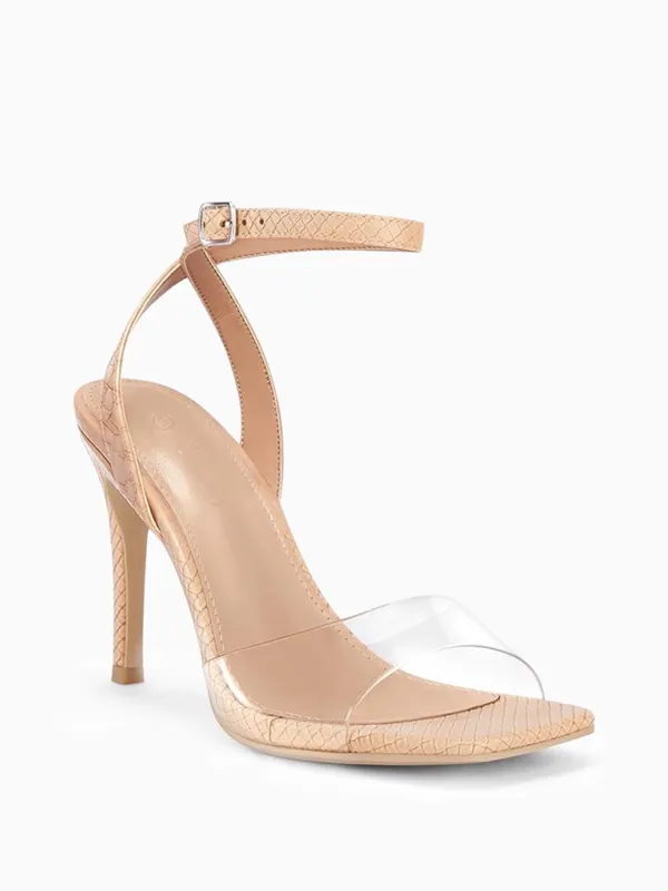 NWT • Nude/Clear Ankle Strap Stiletto Heel Sandals - Image 4