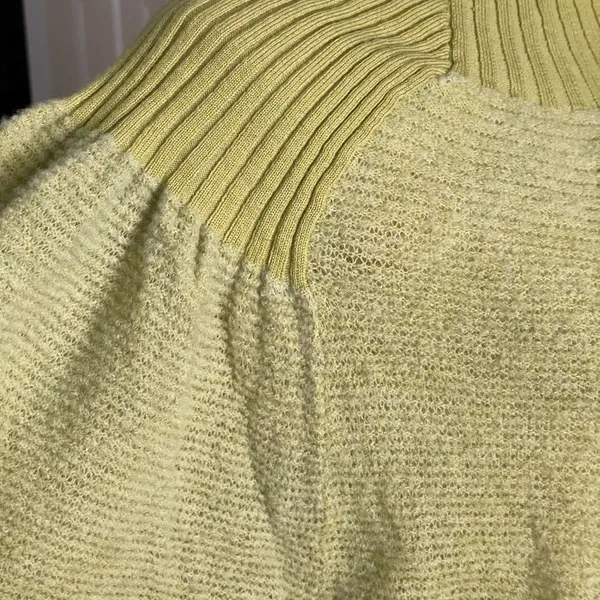 Free People Chartreuse Balloon Sleeve Sweater Cozy Chic Crew Neck Small S - Image 10