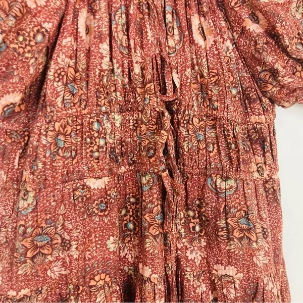 Ulla Johnson Juniper ruched floral 2022 mini dress in orange brown. Size 4 - Image 6