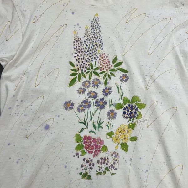 Fruit Of The Loom Vintage Single Stitch Floral Short Sleeve T-Shirt Size XL - Image 2