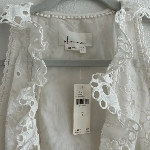 Anthropologie Deep V Eyelet Tank - Image 4