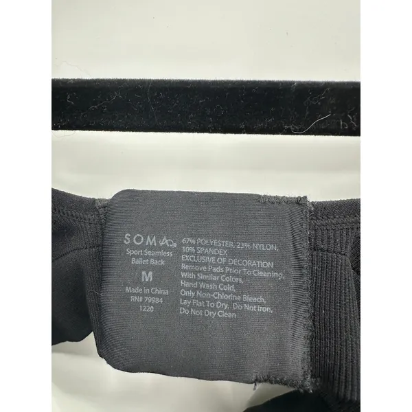 Soma Womens Sport Seamless Ballet Back Bra Sz‎ M Black Everyday Comfort Basic - Image 4