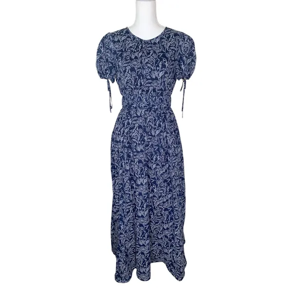 Gal Meets Glam Giselle Navy Floral Bird Print Maxi Dress - Image 3