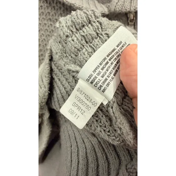 Gap Women Sweater Small Gray Asymmetrical Zip Shawl Collar Waffle Knit Cardigan - Image 6