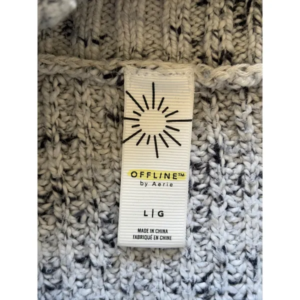 OFFLINE by Aerie Gray Marled Comfy Cotton Oversized Turtleneck Sweater Large - Image 7
