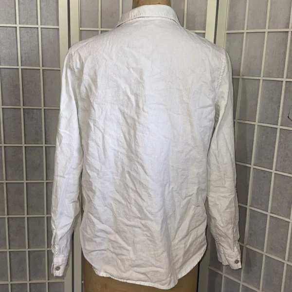 Orvis Linen White Beach Coastal Lagenlook Minimalist Blouse Size Medium - Image 2