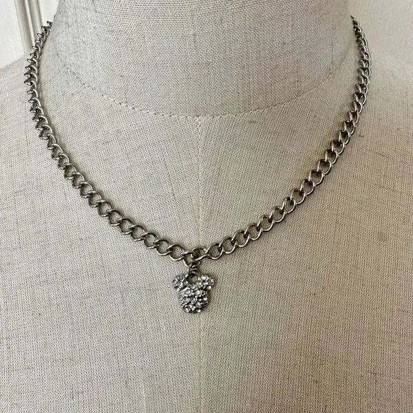 Disney rhinestone silver tone Mickey Mouse pendant necklace - Image 3