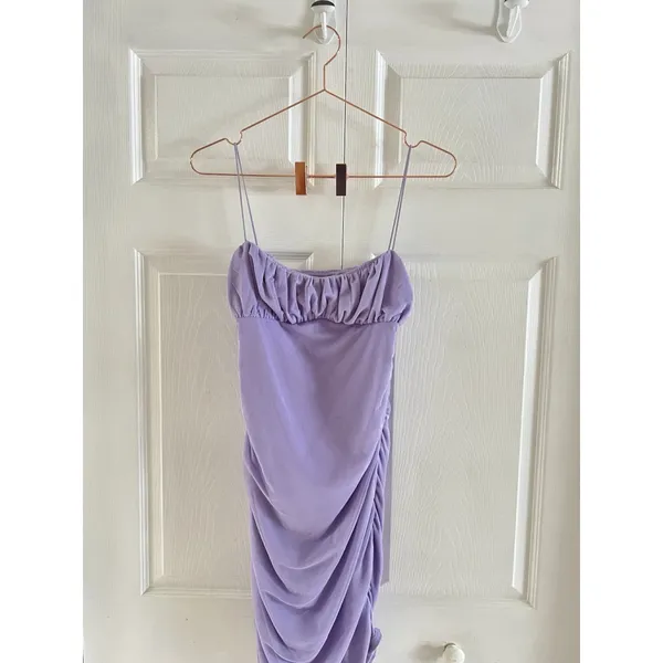 Princess Polly Penney Mini Dress Purple‎ Size 8 Spaghetti Strap Ruched - Image 9