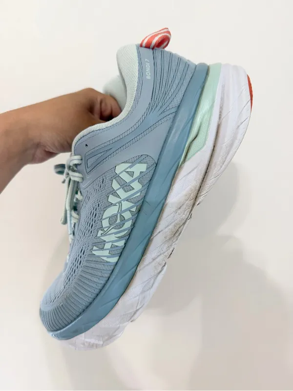 Hoka One W Bondi 7 Light Blue Womens Size 8 Athletic Cushioned Running Shoes - Image 3
