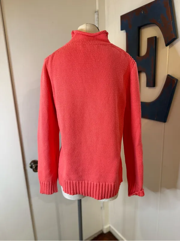 J. Crew Always Coral Mock rolled Neck Knit Sweater Sz S - Image 3