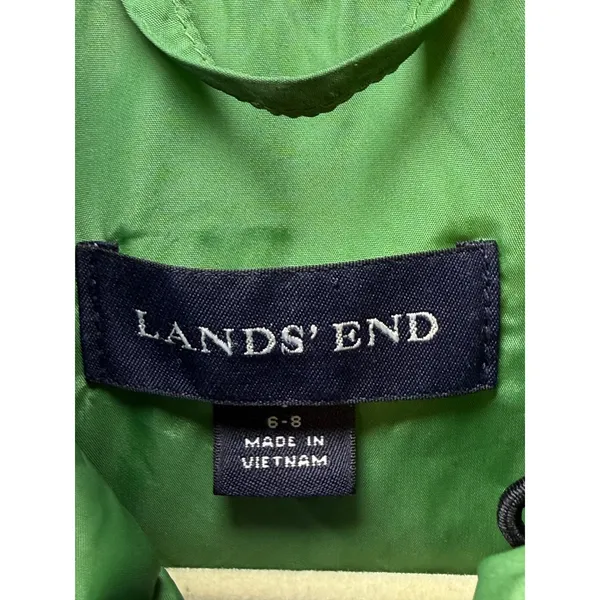 Lands End Blue‎ Quilted Primaloft Puffer Jacket Womens Size S 6-8 Green Lining - Image 2