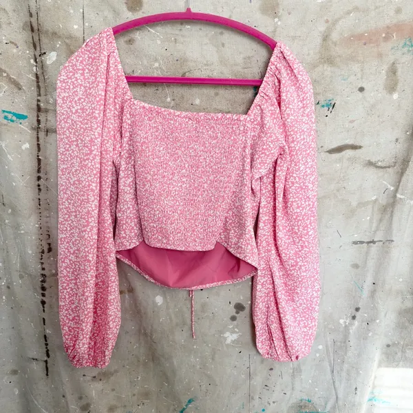 Abercrombie & Fitch Peasant Sleeve Smock Top in Ditsy Floral Print - Image 5