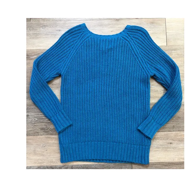 American Eagle Blue Jegging Sweater Medium Chunky Knit Cozy Fall Winter Top - Image 3
