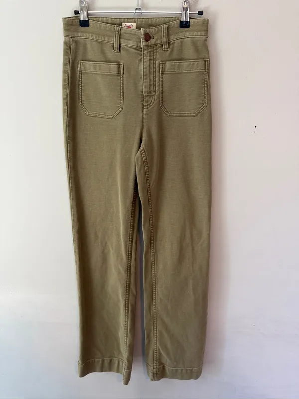 Faherty Stretch Terry Patch Pocket Pants Military Olive Green 26 - Image 2