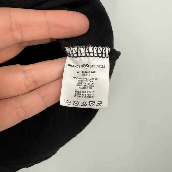 Brandy Melville Black Crinkle Ruffle‎ Tank Top Ribbon Tie OS Whimsigoth Romantic - Image 4