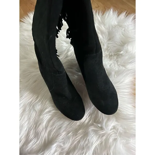 Nine West suede leather boots, size 6 1/2 with fringe cowgirl outfit - Image 6
