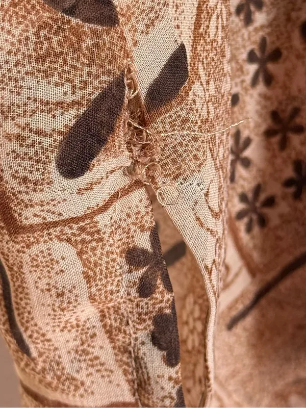 Y2K Sheer Brown & Beige Printed Button Down Shirt Size 1X - Image 8