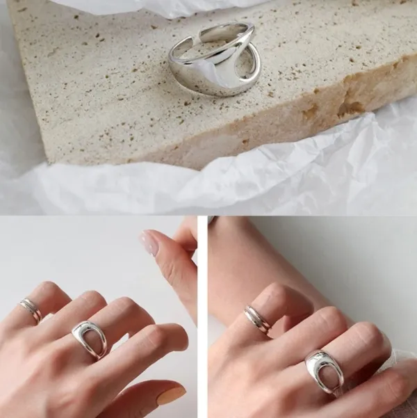 Boutique NEW Polished 18k‎ White Gold Geometric Ring - Image 4
