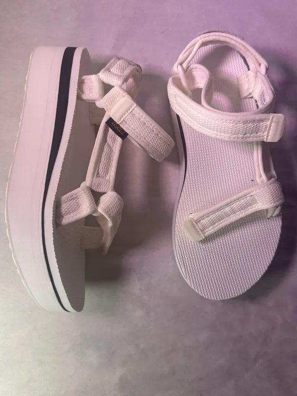 Teva White Platform Sandal with Black Midsole Stripe - Women - Image 3