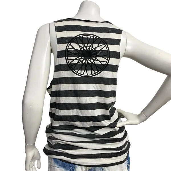 Soulcycle‎ Black & White Stripe Muscle Tank Top Women's Size M Y2K - Image 5