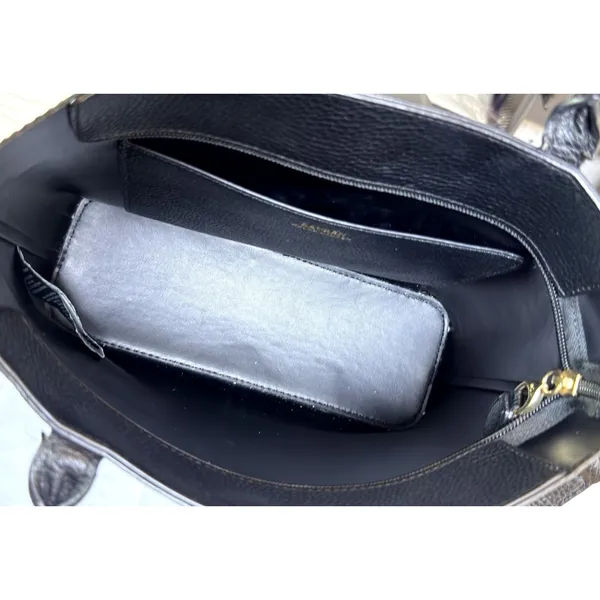 Lauren Ralph Lauren Andover Black Pebbled Tote Satchel Crossbody Bag Gold RLL - Image 12