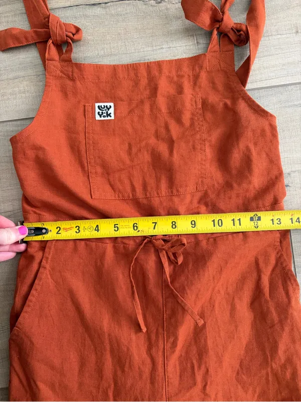Lucy and Yak Organic Cotton Burnt Orange Wide Leg Dungarees Jumpsuit 2 - Image 8