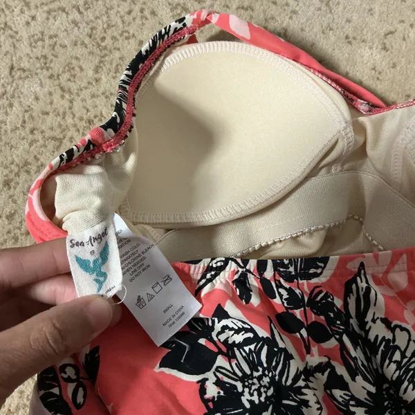 Sea Angel Womens Beachwear‎ Floral Halter One Piece Colorblock Swimsuit Size S - Image 5