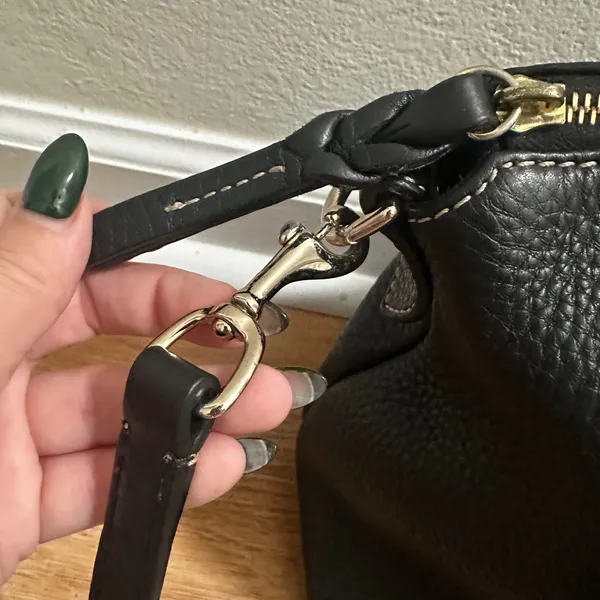 Dooney & Bourke | Black Pebbled Leather Gold Hardware Satchel Crossbody Bag - Image 5