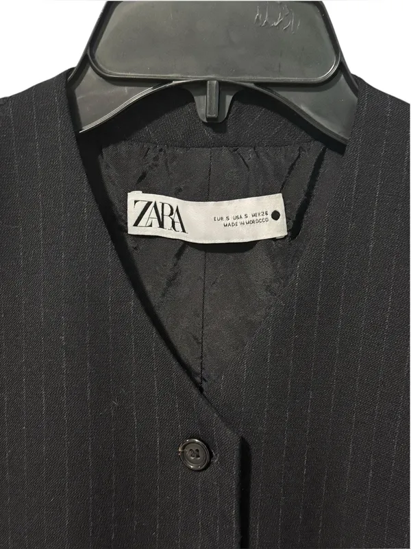 ZARA Pinstripe Vest S 17.5” p2p Black - Image 4