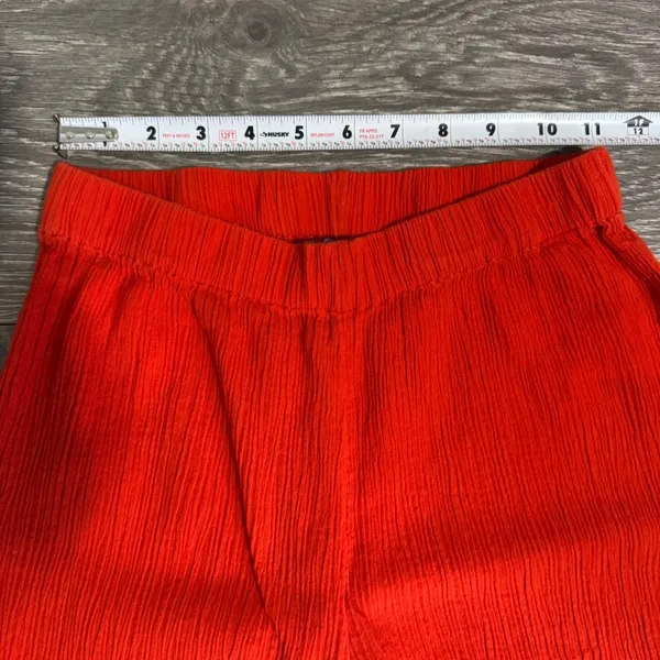 Bohemian Urban Outfitters Red Ribbed Flare Leg Pants Elastic‎ Waist XS Wide Leg - Image 7