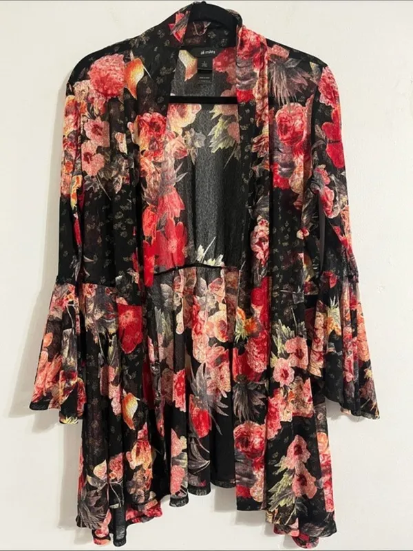 Ali Miles Floral Duster Cardigan Size L - Image 3