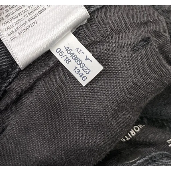 American Eagle Mom Jeans Size 4 Long Black Distressed Denim Emo Grunge Thrashed - Image 5