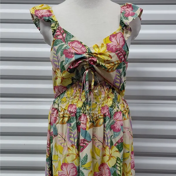 Roxy Womens Floral Dress Size Medium Tropical Vacation Resort Beach Boho Coastal - Image 6