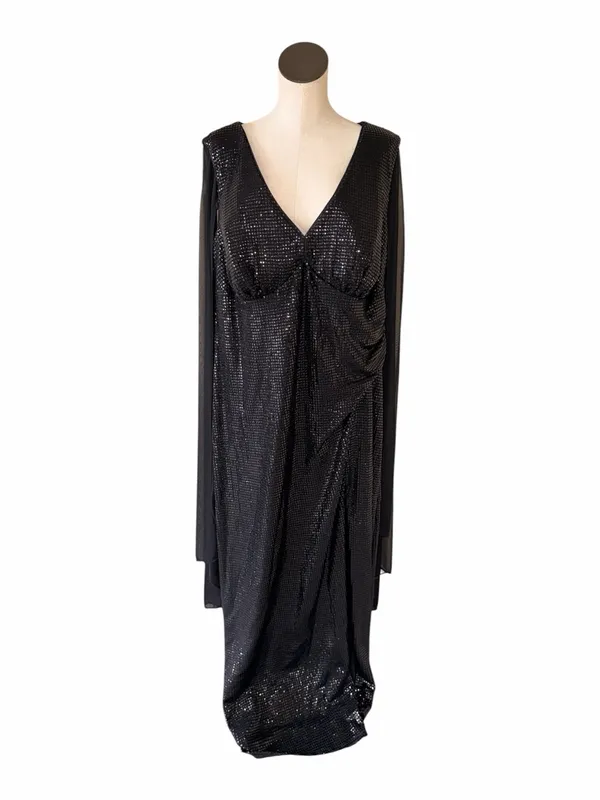 NWT V-Neck Floor-Length Sequin Formal Sheath Column R&M Richards 5259 Black - Image 3
