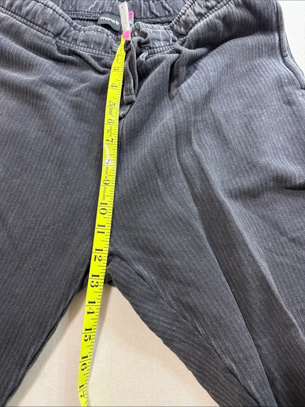 Mono B Charcoal Ribbed Joggers with Drawstring Waist Black Size M - Image 3