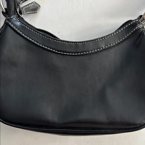 Nine & Co. FAUX LEATHER MINI BLACK BAG…SILVER BUCKLE ADORNMENT ZIP CLOSURE - Image 9