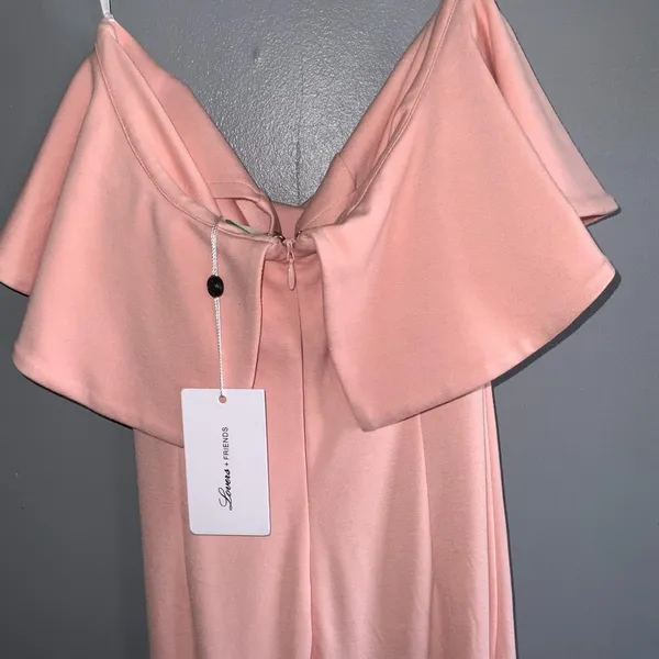 Lovers + Friends Chandler Pink Asymmetrical Strapless Slit Ruffle Gown S - Image 8