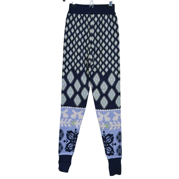 Free People Snow Bunny Knit SET Cardigan & Leggings XS Blue Lounge Nordic Indie - Image 7