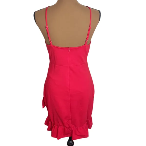Lulus Sealed With a Kiss Red Ruffled Bodycon Dress in red size M - Image 3