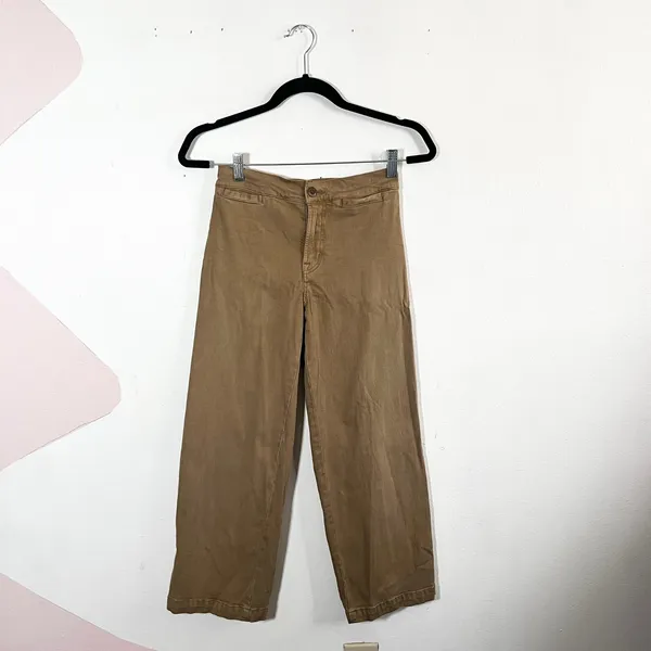 Madewell‎ Emmett Wide-Leg Crop Pants Size 25 Petite Brown - Image 2