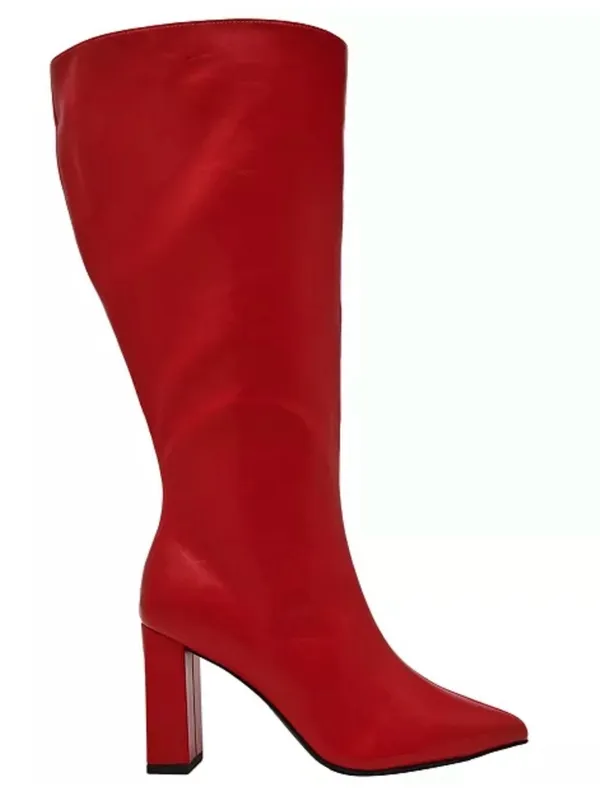 Wild Pair Islah Block Heel Knee High Boots in Red, Size 8.5, NEW - Image 9