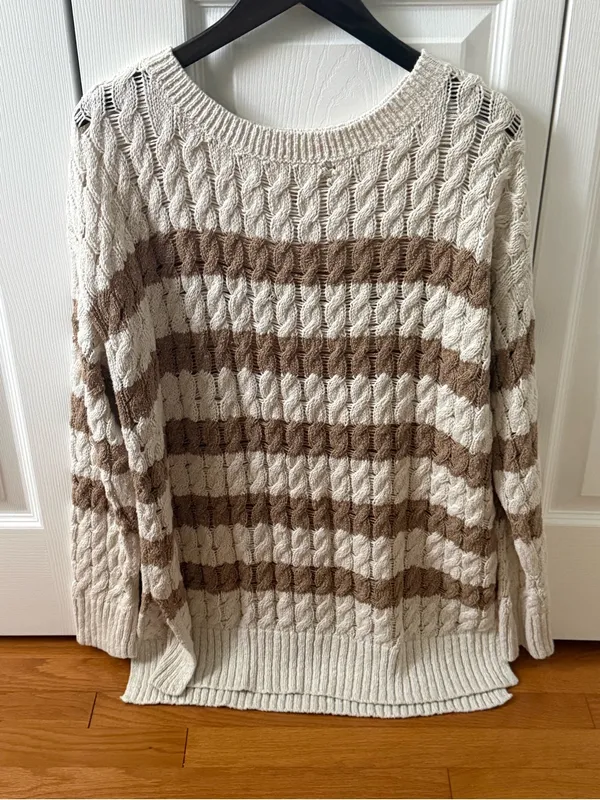 Pilcro Longline Stitch Sweater in Stripes - Image 2